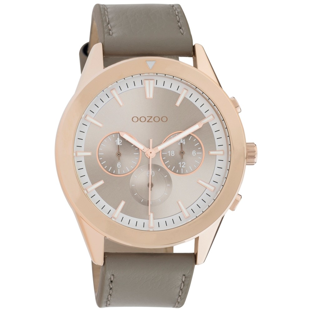 OOZOO Timepieces Ανδρικό Ρολόι Γκρι Δερμάτινο Λουρί C10802
