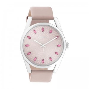 OOZOO Timepieces Crystals Ρολόι Γυναικείο Ροζ Δερμάτινο Λουράκι C10816