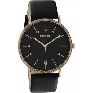 OOZOO Timepieces Ρολόι Γυναικείο Μαύρο Δερμάτινο Λουράκι C10824