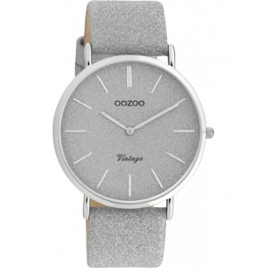 OOZOO Vintage Ρολόι Γυναικείο Γκρι Δερμάτινο Λουράκι C20160