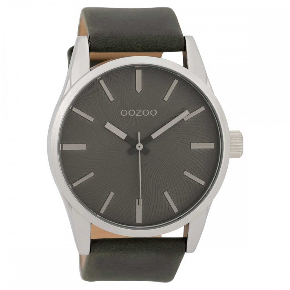 OOZOO Timepieces Ανδρικό Ρολόι Γκρι Δερμάτινο Λουρί C9628