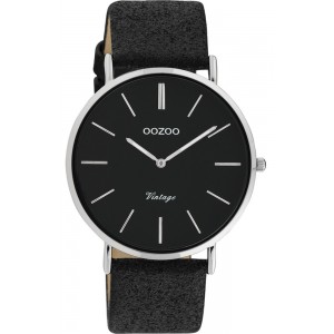 OOZOO Vintage Ρολόι Γυναικείο Μαύρο Δερμάτινο Λουράκι C20153