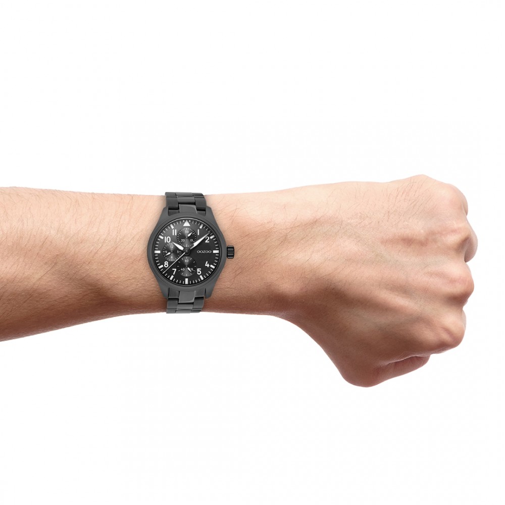 OOZOO Timepieces Ρολόι Ανδρικό Μαύρο Μεταλλικό  Μπρασελέ C10957