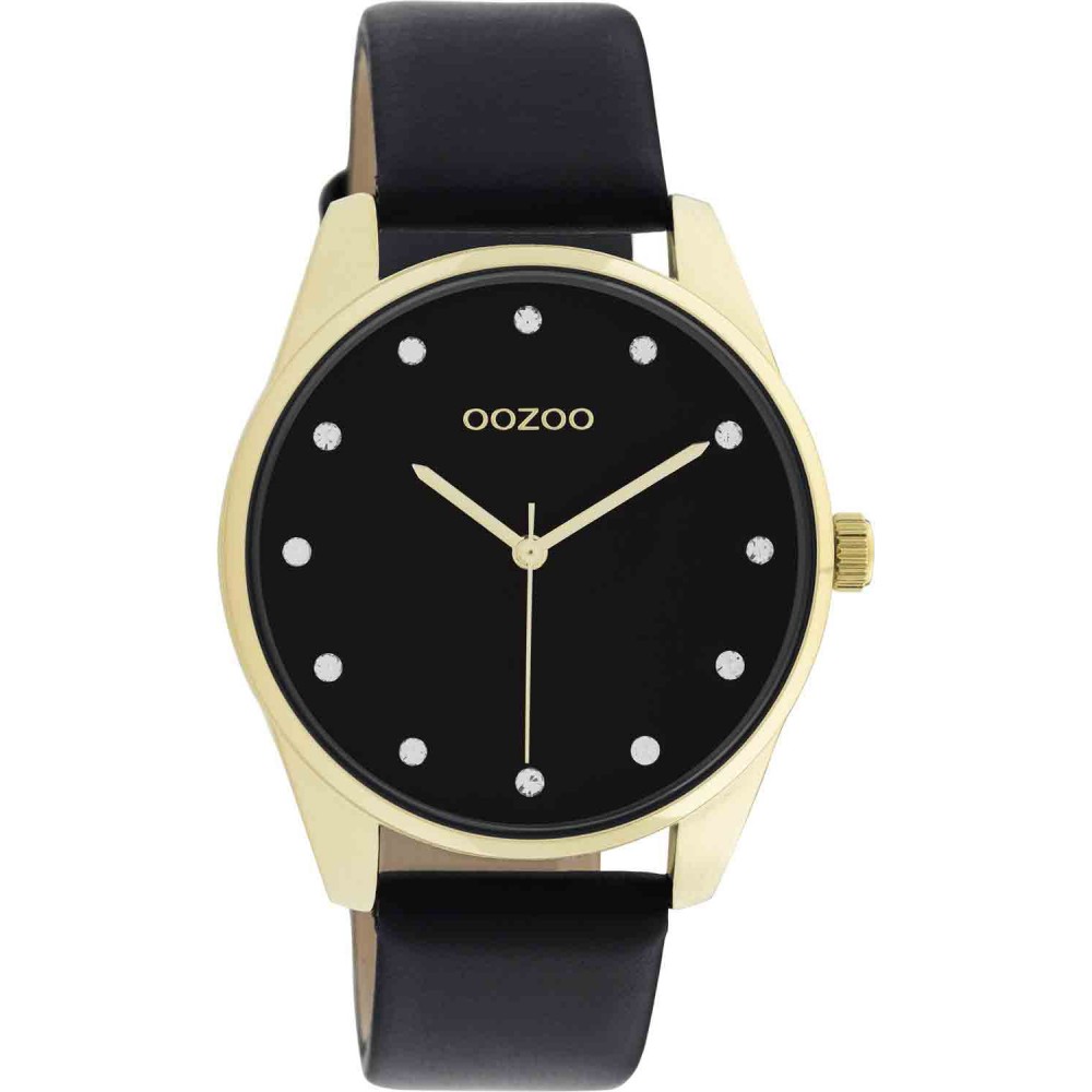 OOZOO Timepieces Ρολόι Γυναικείο Μαύρο Δερμάτινο Λουράκι C11049