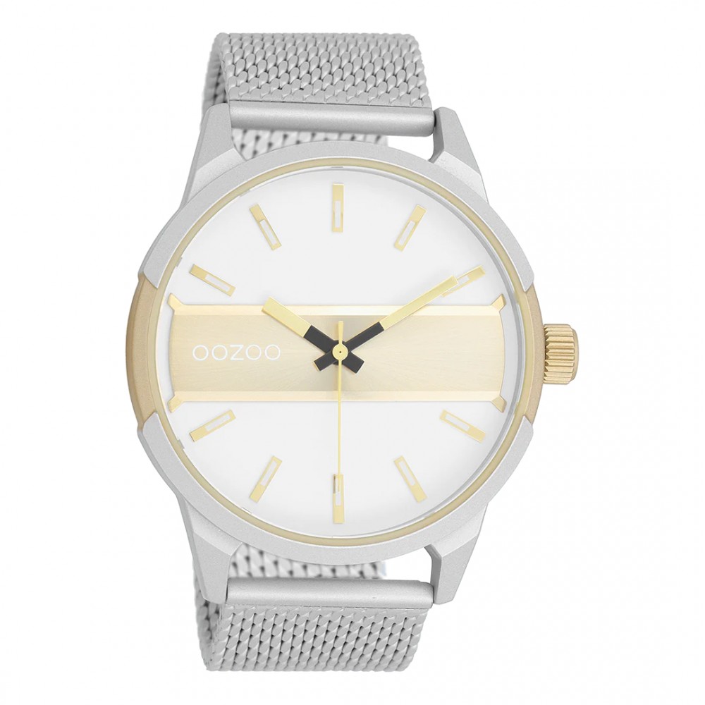 OOZOO Ρολόι Unisex Ασημί Ανοξείδωτο Ατσάλι Mesh Μπρασελέ C11106