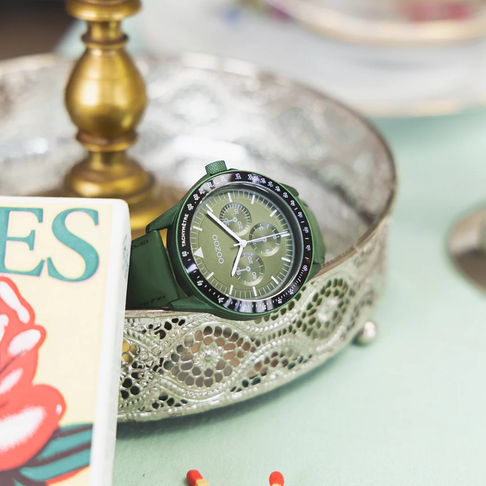 OOZOO Ρολόι Unisex Πράσινο Δερμάτινο Λουράκι C11111