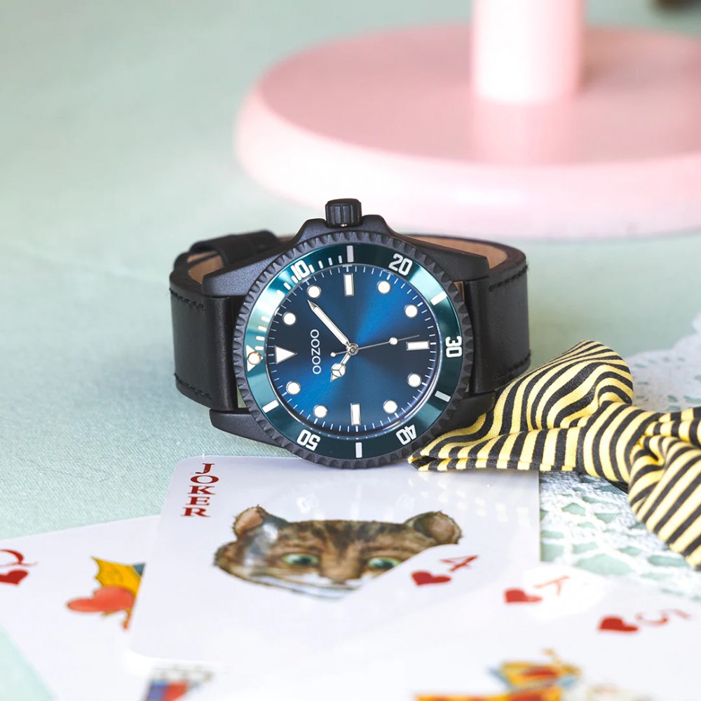 OOZOO Ρολόι Unisex Μαύρο Δερμάτινο Λουράκι C11118