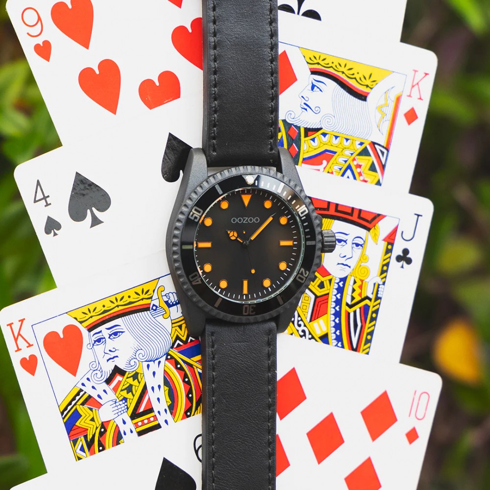 OOZOO Ρολόι Unisex Μαύρο Δερμάτινο Λουράκι C11119