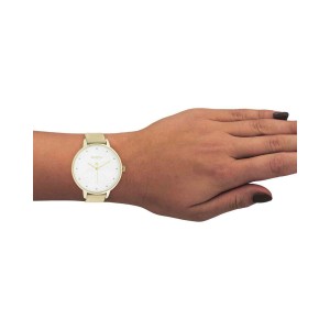 OOZOO Timepieces Ρολόι Γυναικείο Χρυσό Δερμάτινο Λουράκι C11035 