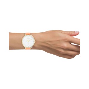 OOZOO Timepieces Ρολόι Γυναικείο Πορτοκαλί Δερμάτινο Λουράκι C11036