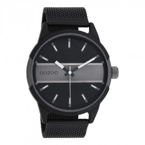 OOZOO Ρολόι Unisex Μαύρο Ανοξείδωτο Ατσάλι Mesh Μπρασελέ C11109