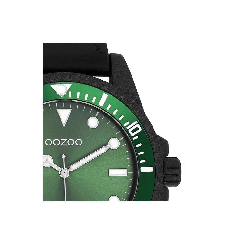 OOZOO Ρολόι Unisex Μαύρο Δερμάτινο Λουράκι C11117