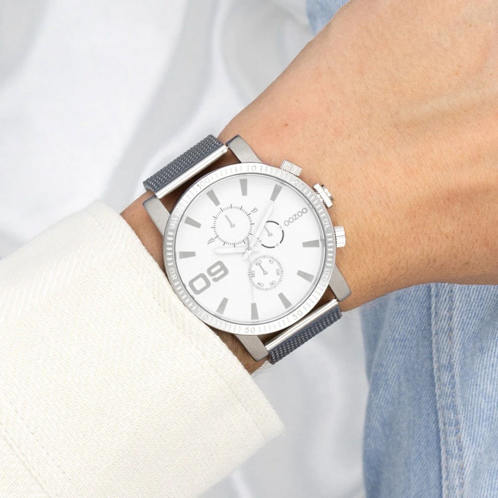 OOZOO Ρολόι Ασημί Μεταλλικό μπρασελέ C11213