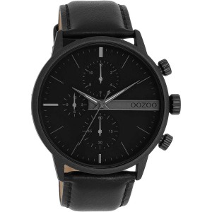 OOZOO Timepieces Ρολόι Ανδρικό Μαύρο Δερμάτινο Λουράκι C11224