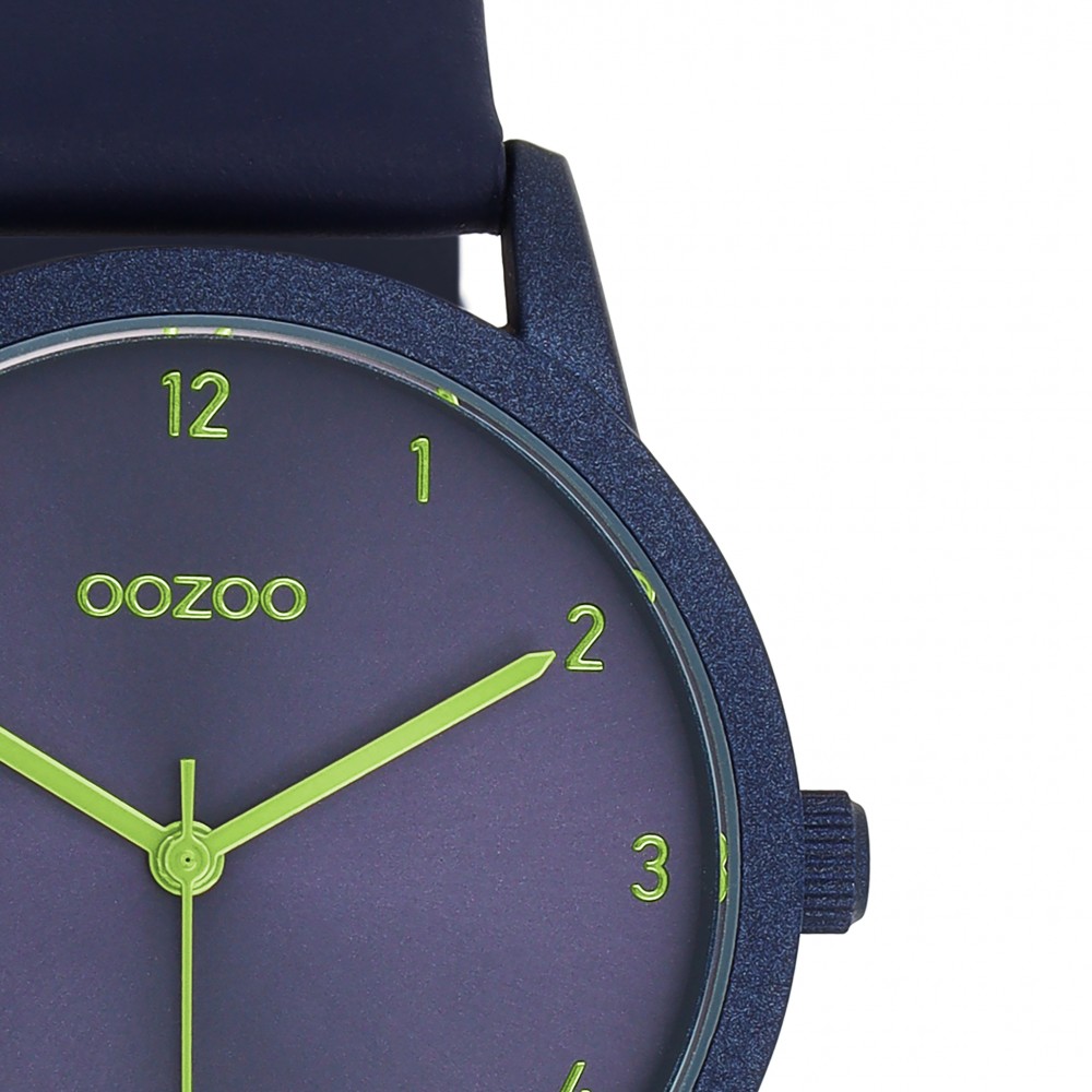 OOZOO Timepieces Ρολόι Γυναικείο Μπλε Δερμάτινο Λουράκι C11174