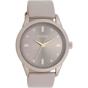 OOZOO Timepieces Crystals Woman's Watch Beige Leather Strap C11287
