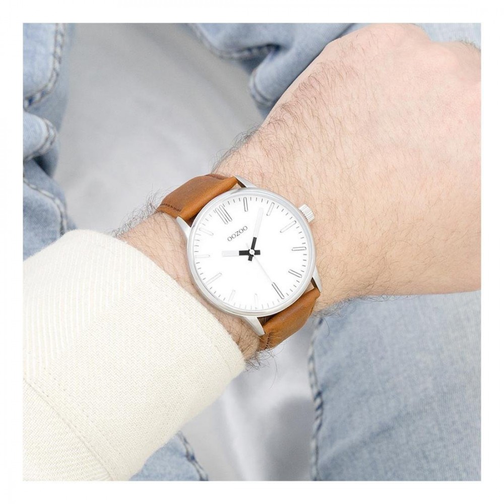 OOZOO Timepieces Ανδρικό Ρολόι Καφέ Δερμάτινο λουράκι C11513