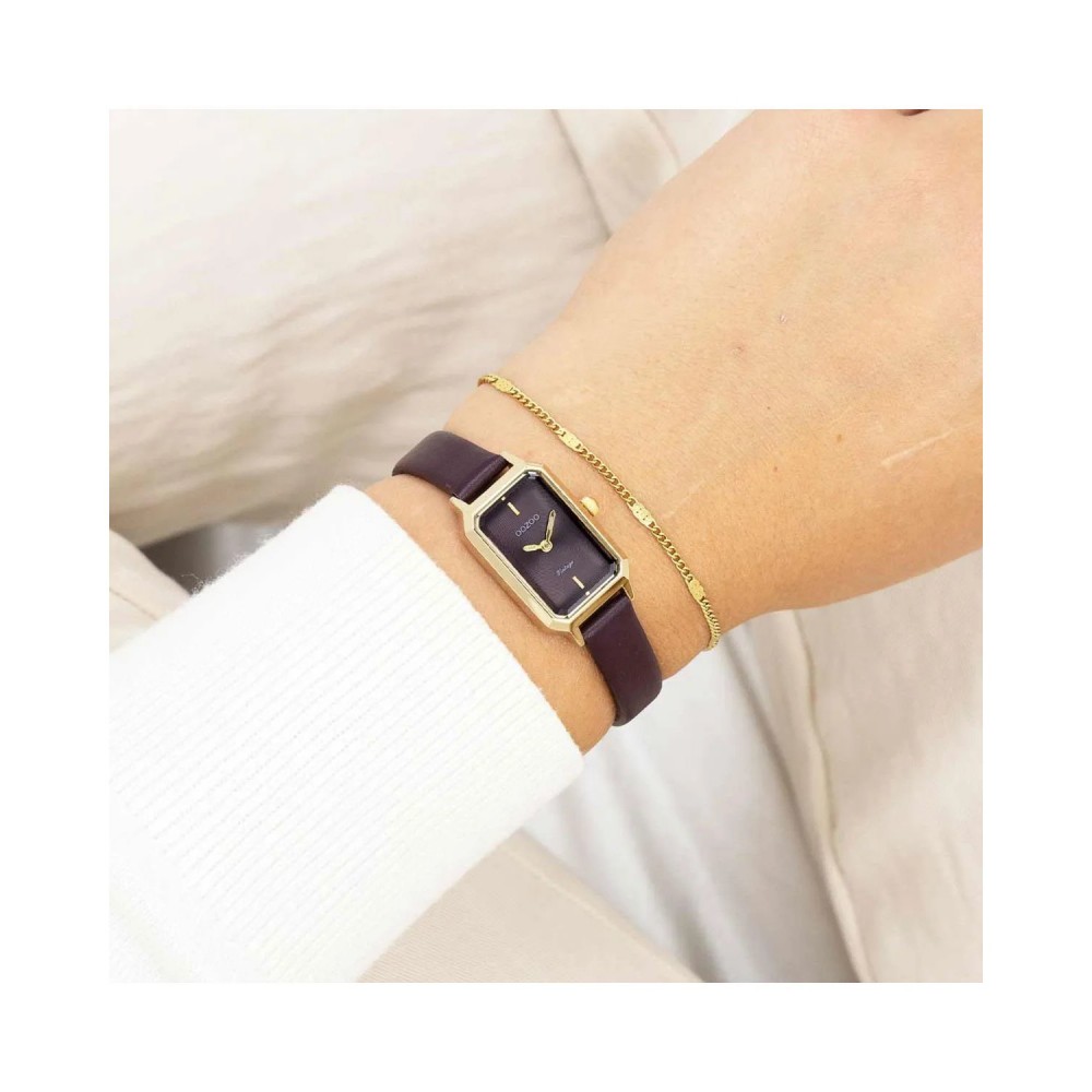 OOZOO Vintage Ρολόι Γυναικείο Μπορντό Δερμάτινο λουράκι C20421