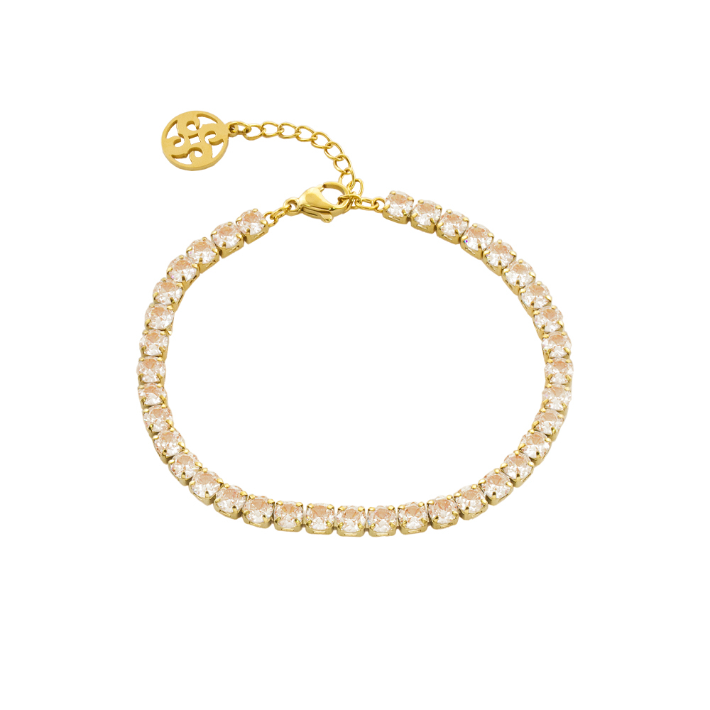 OXETTE Βραχιόλι Party μεταλλικό champagne ζιργκόν 02X27-00513