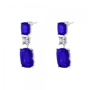Earrings Jazzy plated hoops with white zircons 03X01-03314