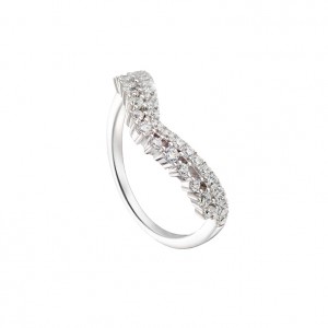 OXETTE Jazzy  silver ring with rows of white zircons 04X01-03861
