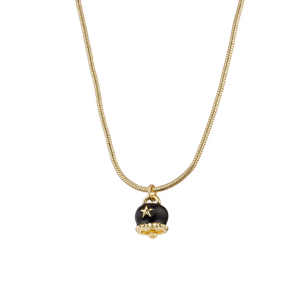 OXETTE  Κολιέ Lucky Charm μεταλλικό επίχρυσο μακρύ με μαύρο σμάλτο και αστέρι 01X15-00552