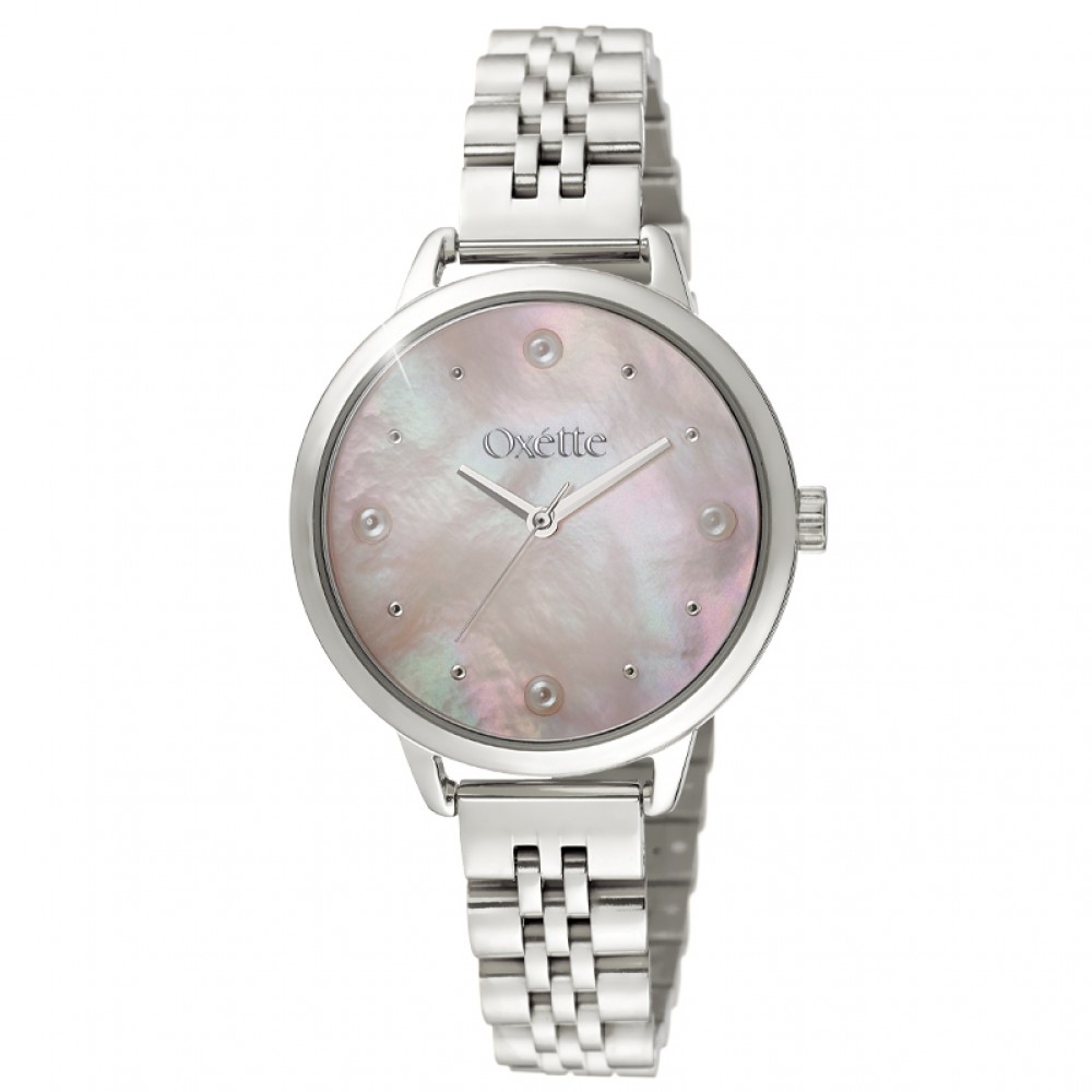 OXETTE Ρολόι Mojito με ατσάλινο μπρασελέ και λευκό mop καντράν 11X03-00762