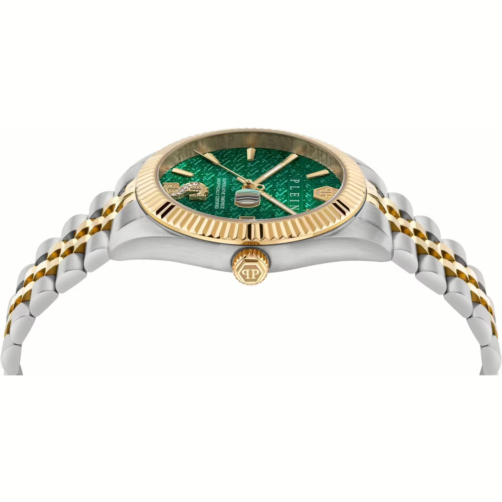 PHILIPP PLEIN DATE SUPERLATIVE Ρολόι Δίχρωμο Ανοξείδωτο Ατσάλι μπρασελέ PWMFA0825