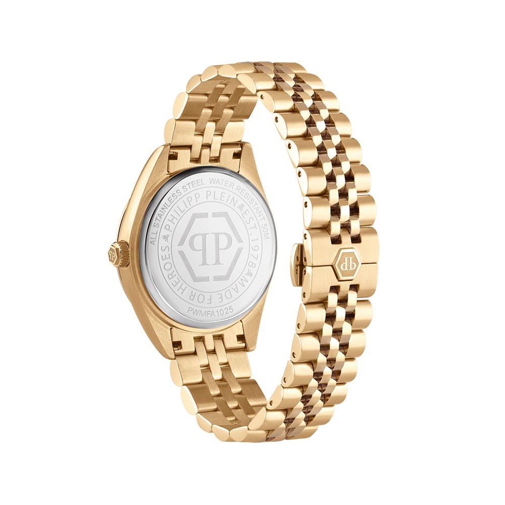 PHILIPP PLEIN DATE SUPERLATIVE Ρολόι Χρυσό Ανοξείδωτο Ατσάλι μπρασελέ PWMFA1025