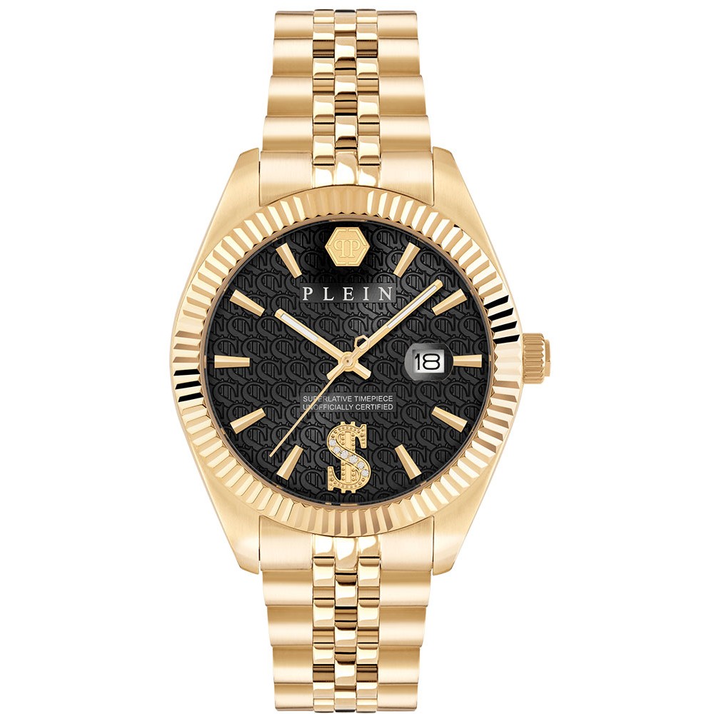 PHILIPP PLEIN DATE SUPERLATIVE Ρολόι Χρυσό Ανοξείδωτο Ατσάλι μπρασελέ PWMFA1025