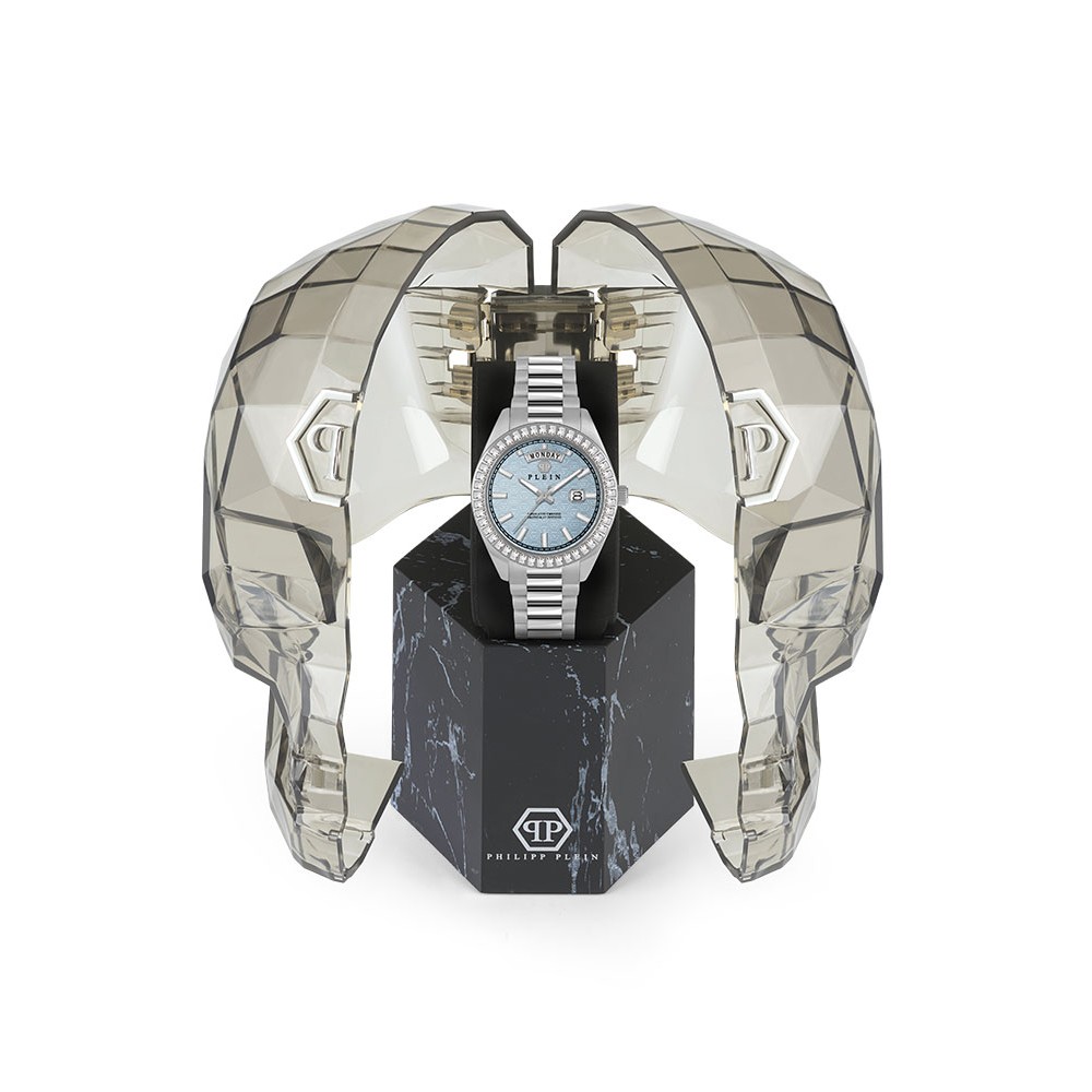 PHILIPP PLEIN Date Superlative Crystals Ρολόι Ασημί Ανοξείδωτο Ατσάλι μπρασελέ PWPNA0524