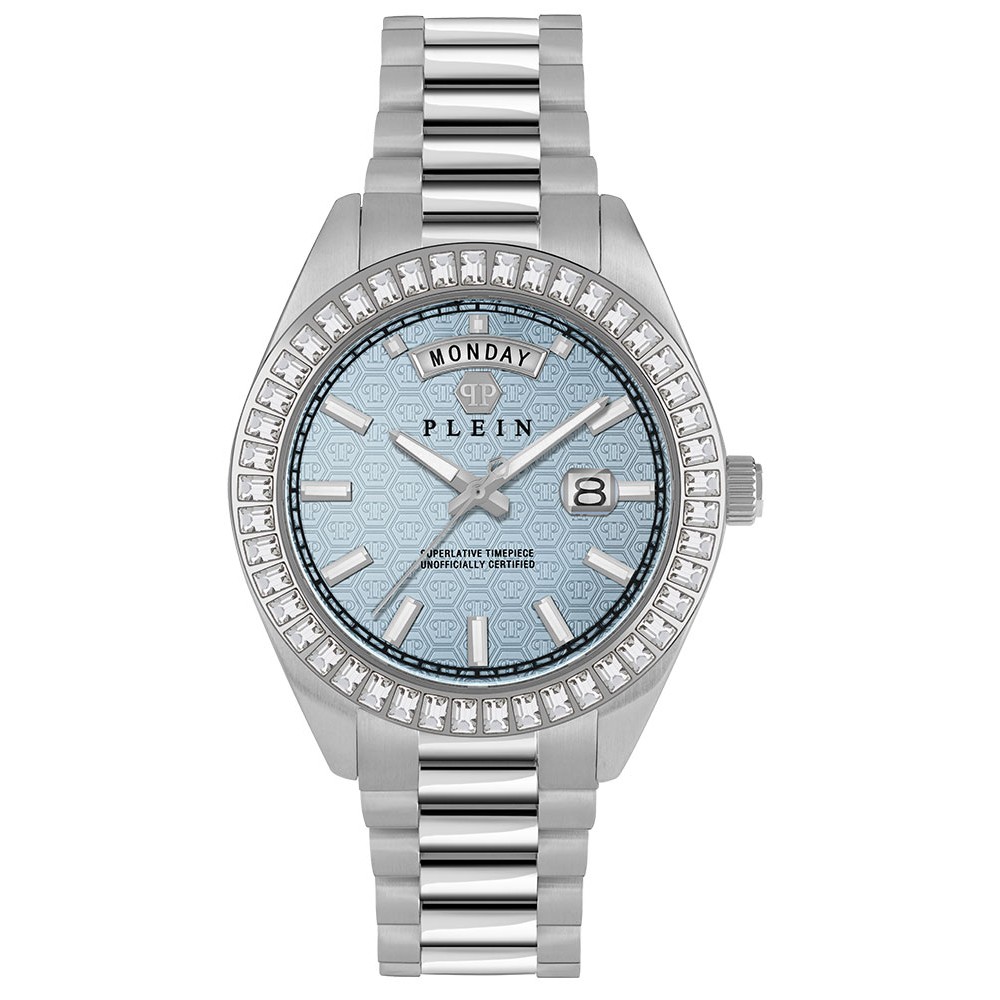 PHILIPP PLEIN Date Superlative Crystals Ρολόι Ασημί Ανοξείδωτο Ατσάλι μπρασελέ PWPNA0524