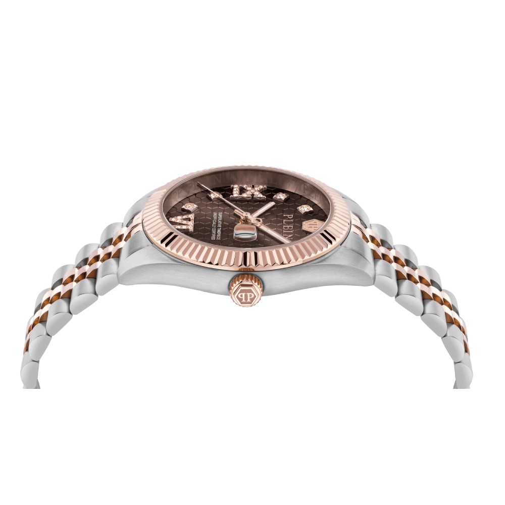 PHILIPP PLEIN DATE SUPERLATIVE LADY Ρολόι Ασημί/Ροζ Επιχρυσωμένο Ανοξείδωτο Ατσάλι μπρασελέ PWYFA0325
