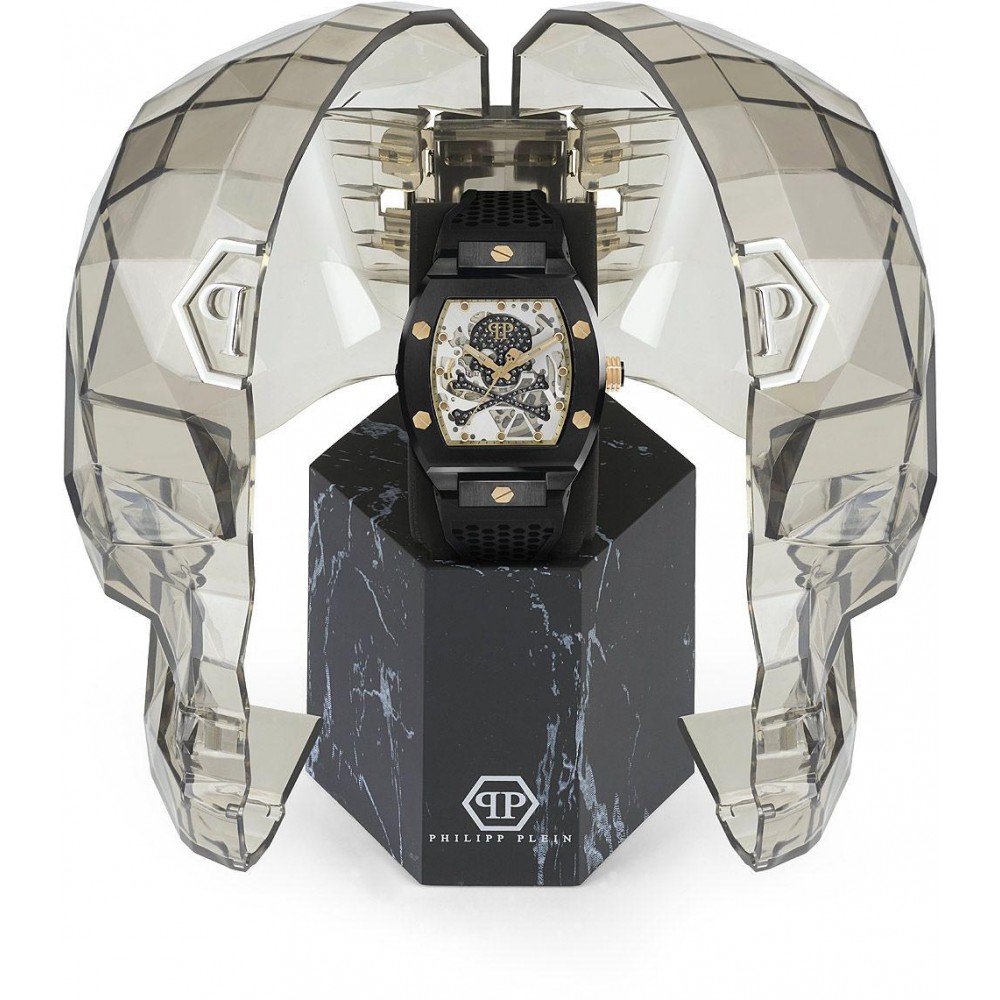 PHILIPP PLEIN The $keleton Caviar Ρολόι Μαύρο Καουτσούκ Λουράκι PWBAA0521