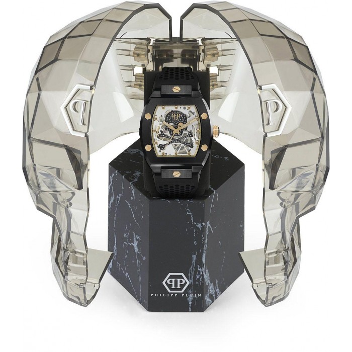 PHILIPP PLEIN The $keleton Caviar Ρολόι Μαύρο Καουτσούκ Λουράκι PWBAA0521