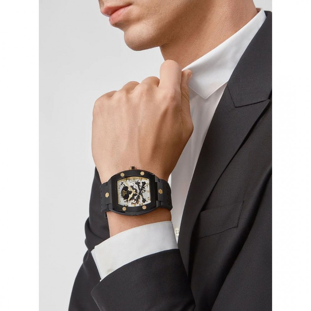 PHILIPP PLEIN The $keleton Caviar Ρολόι Μαύρο Καουτσούκ Λουράκι PWBAA0521