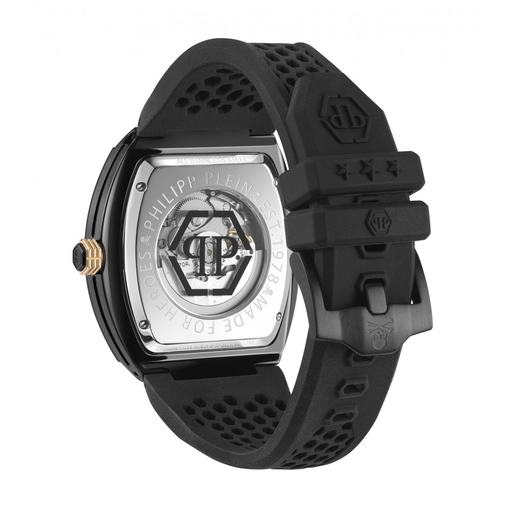 PHILIPP PLEIN The $keleton Caviar Ρολόι Μαύρο Καουτσούκ Λουράκι PWBAA0521