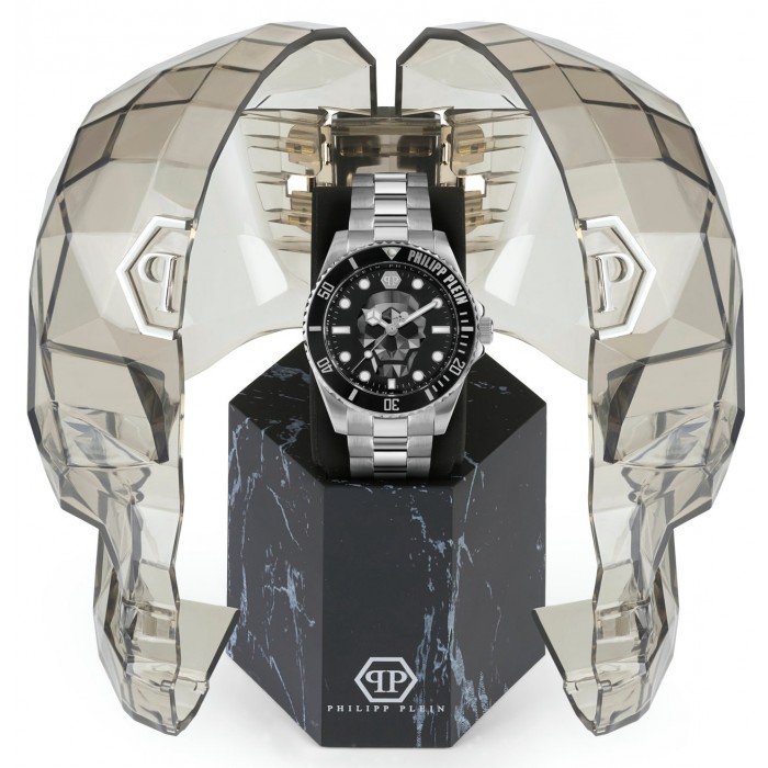 PHILIPP PLEIN The Skull Diver Ρολόι Ασημί Ανοξείδωτο Ατσάλι μπρασελέ PWOAA0522