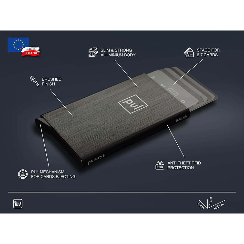 PULARYS RFID ZEN Card Holder Μαύρο Αλουμινίου 174315501