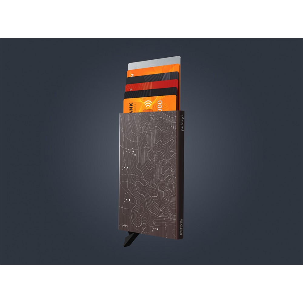 PULARYS RFID Zen Topo-Graphic Holder Καφέ αλουμινίου 192215502