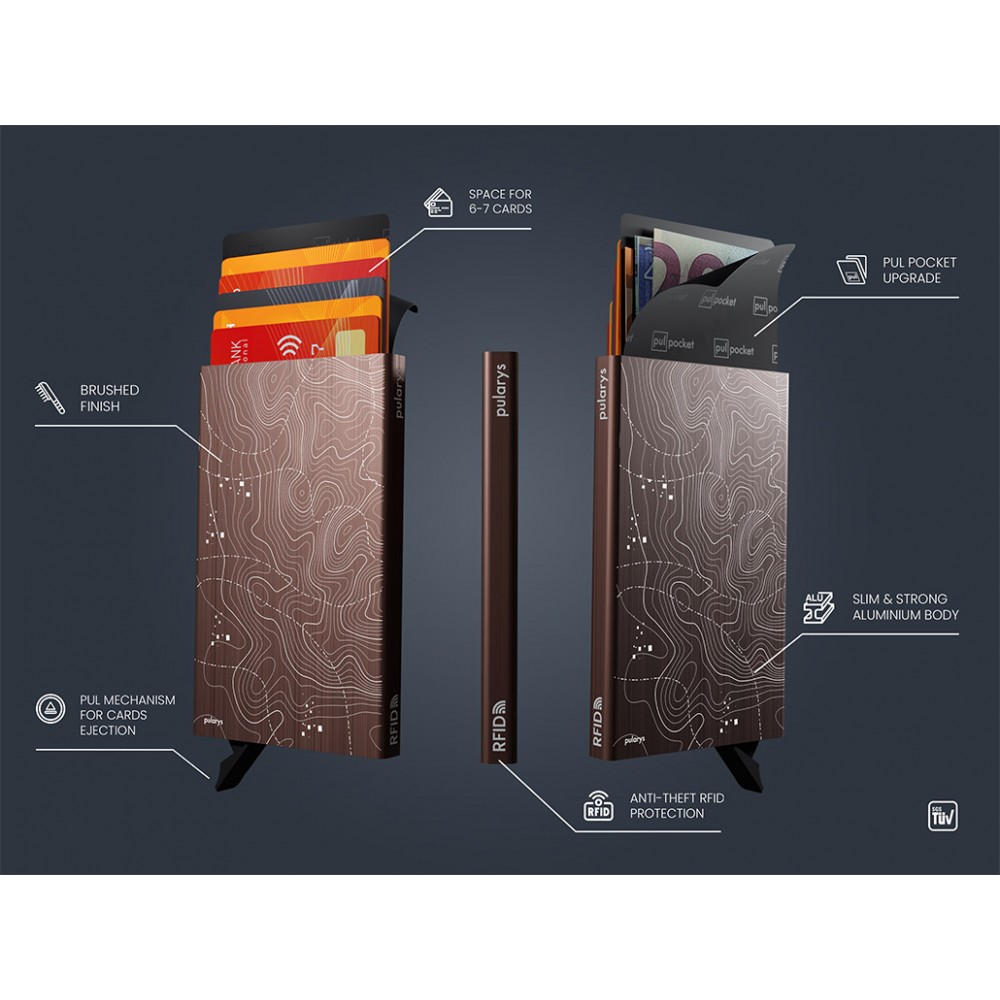 PULARYS RFID Zen Topo-Graphic Holder Καφέ αλουμινίου 192215502