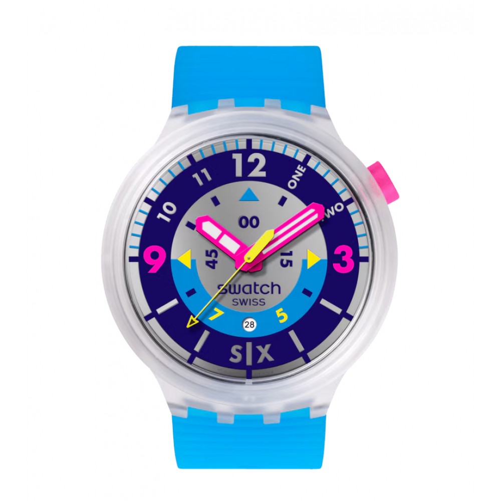 SWATCH NEON HIELO Ρολόι Unisex Μπλε Λουράκι Σιλικόνης SB01K400