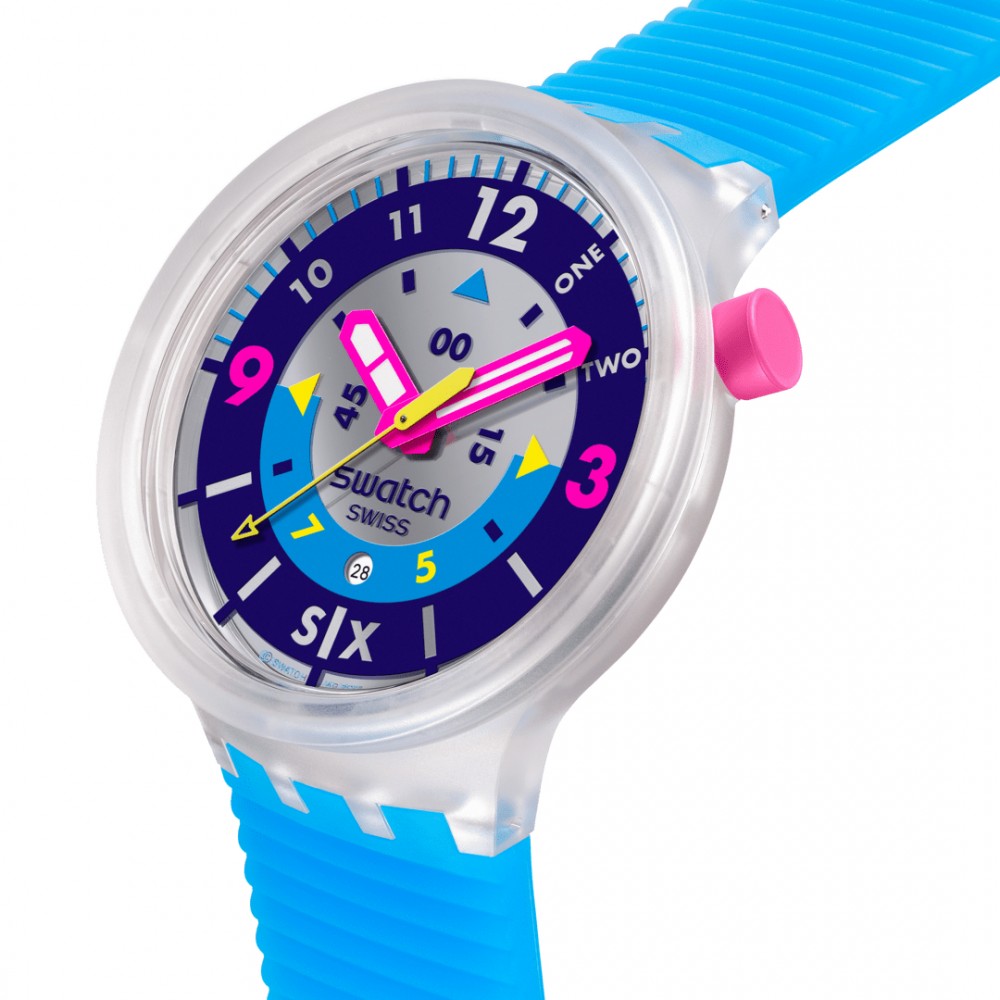 SWATCH NEON HIELO Ρολόι Unisex Μπλε Λουράκι Σιλικόνης SB01K400
