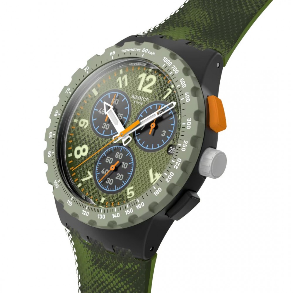 SWATCH MIDDAY CAMO Unisex Ρολόι Πράσινο Camo Λουράκι Σιλικόνης SUSB423