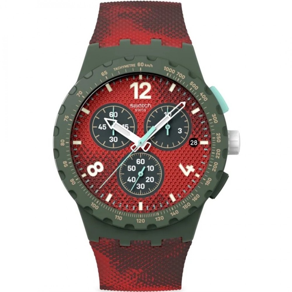 SWATCH CRIMSON FOLIAGE Unisex Ρολόι Κόκκινο Λουράκι Σιλικόνης SUSG410