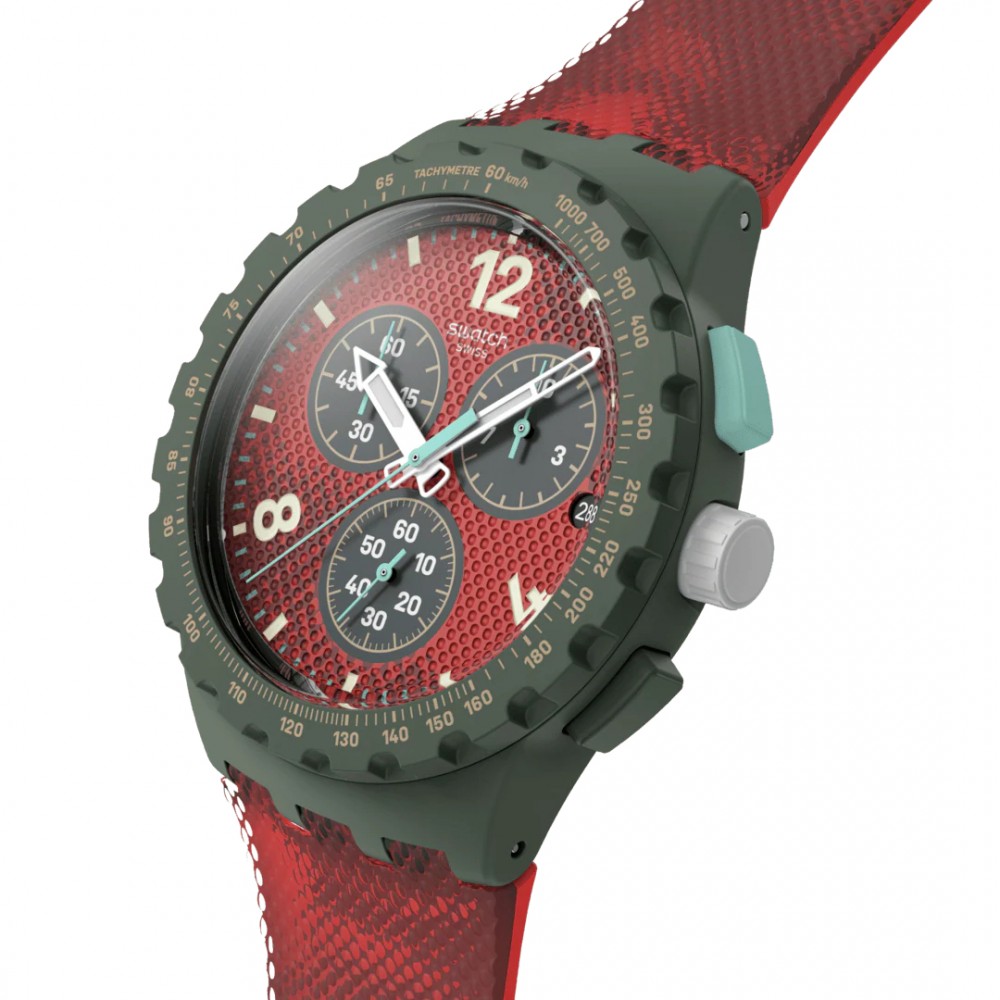 SWATCH CRIMSON FOLIAGE Unisex Ρολόι Κόκκινο Λουράκι Σιλικόνης SUSG410