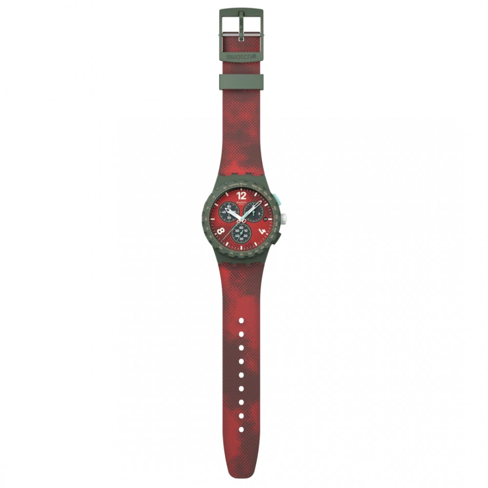 SWATCH CRIMSON FOLIAGE Unisex Ρολόι Κόκκινο Λουράκι Σιλικόνης SUSG410