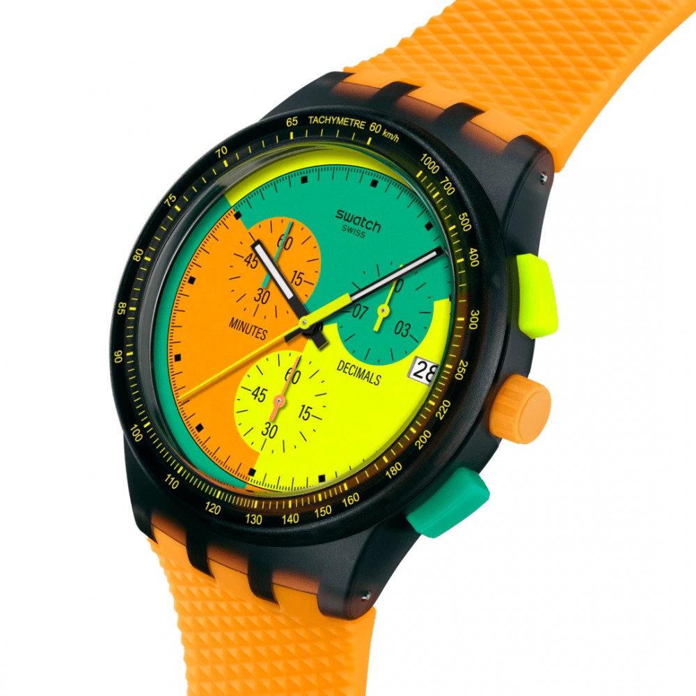 SWATCH NEON SIGNAL FLAG CHRONO Unisex Ρολόι Πορτοκαλί Λουράκι Σιλικόνης SUSB422 SWATCH NEON SIGNAL FLAG CHRONO Unisex Ρολόι Πορτοκαλί Λουράκι Σιλικόνης SUSB422