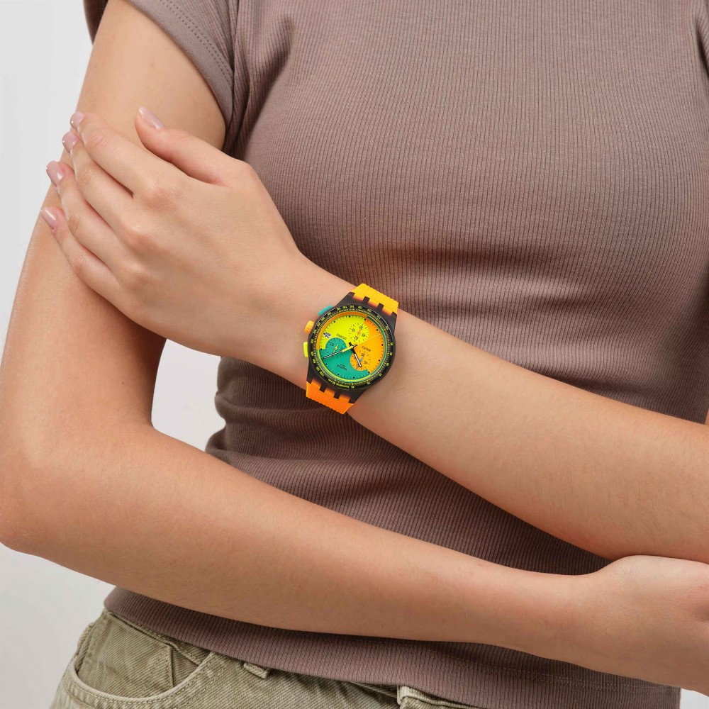 SWATCH NEON SIGNAL FLAG CHRONO Unisex Ρολόι Πορτοκαλί Λουράκι Σιλικόνης SUSB422 SWATCH NEON SIGNAL FLAG CHRONO Unisex Ρολόι Πορτοκαλί Λουράκι Σιλικόνης SUSB422