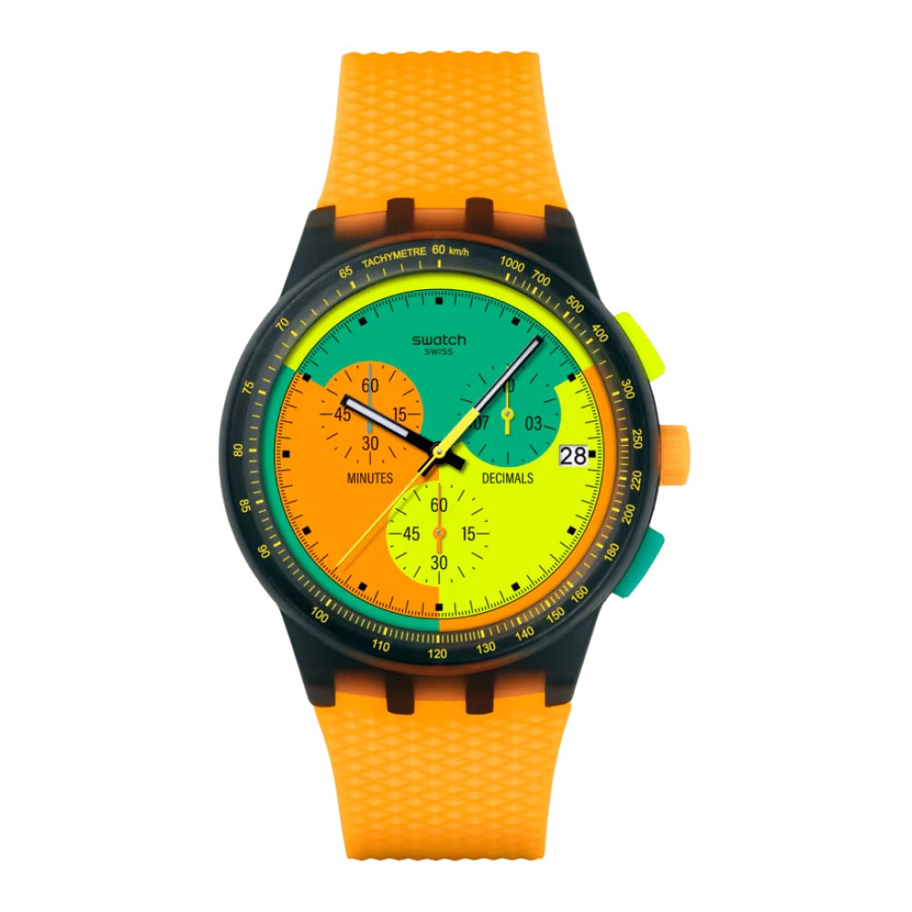 SWATCH NEON SIGNAL FLAG CHRONO Unisex Ρολόι Πορτοκαλί Λουράκι Σιλικόνης SUSB422 SWATCH NEON SIGNAL FLAG CHRONO Unisex Ρολόι Πορτοκαλί Λουράκι Σιλικόνης SUSB422